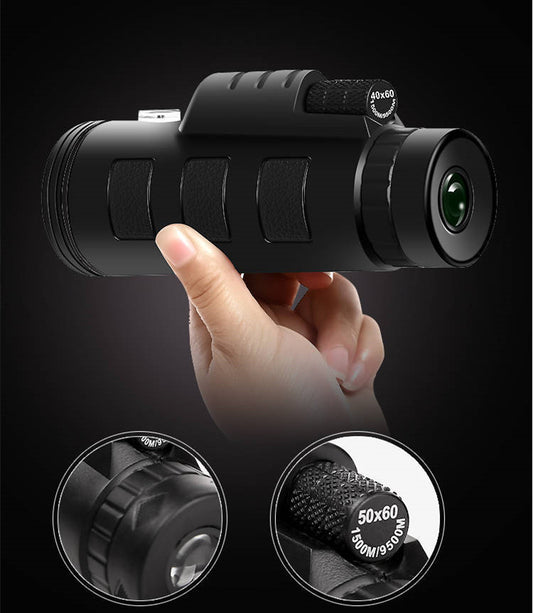 Telescope 40X60 Monocular Low Light Night Vision with Compass Mobile Phone Camera Telescope