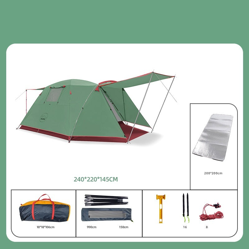 Tente de camping extérieure pour quatre personnes – Pliable, renforcée, imperméable et résistante au soleil