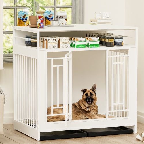 Niche pour chien de 100 cm de large, niche en bois avec séparateur