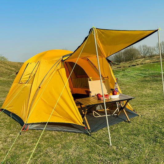 Tente de camping extérieure pour quatre personnes – Pliable, renforcée, imperméable et résistante au soleil