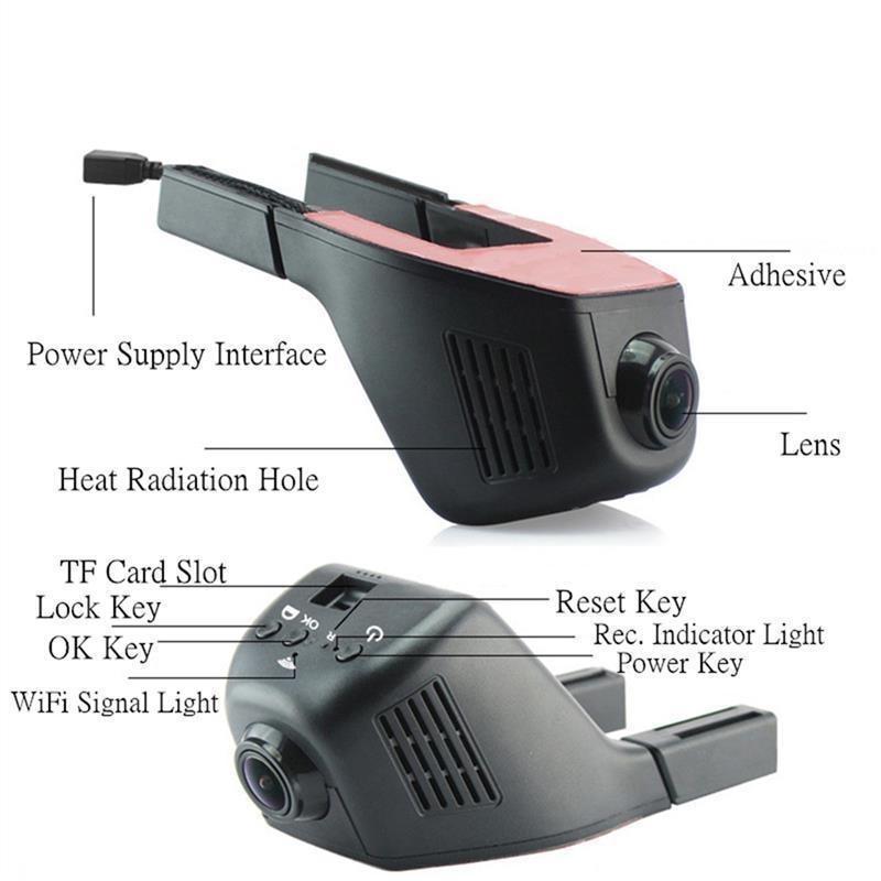 Caméra de tableau de bord HD 1080P WIFI avec vision nocturne