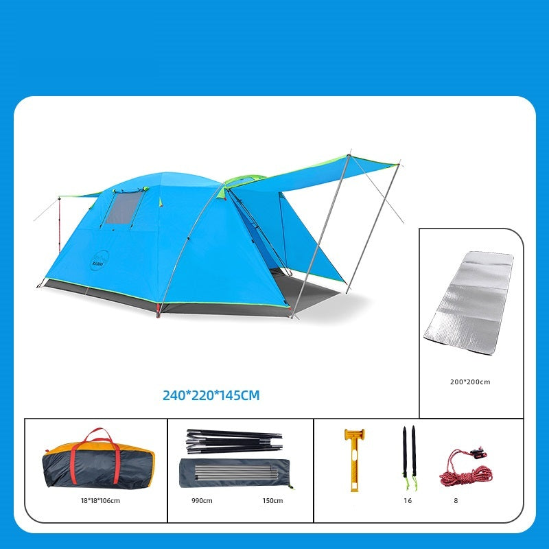 Tente de camping extérieure pour quatre personnes – Pliable, renforcée, imperméable et résistante au soleil
