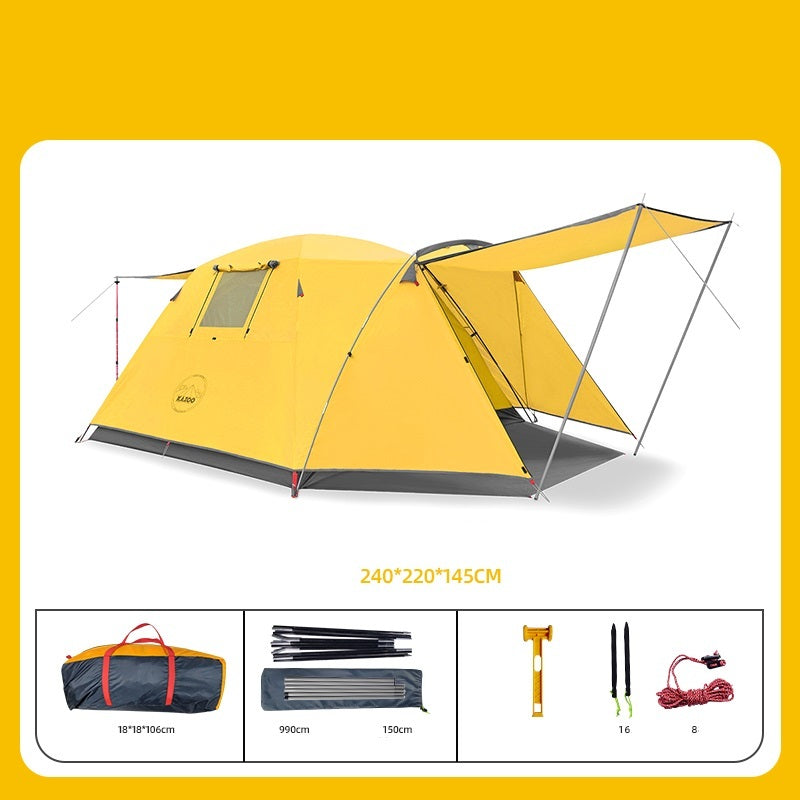 Tente de camping extérieure pour quatre personnes – Pliable, renforcée, imperméable et résistante au soleil