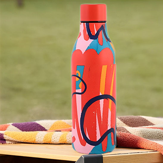 Tasse bouteille thermique pour café ou eau avec dessin Funky unique rouge